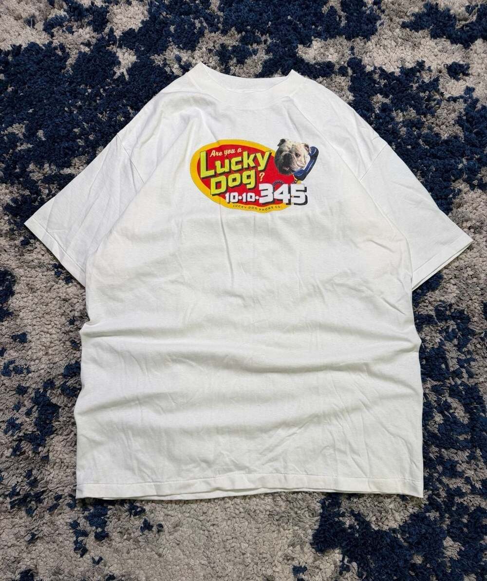 Vintage 90s Lucky Dog Phone Co. Sit. Speak. Win. White T-Shirt XL Oneita